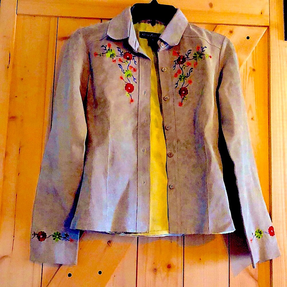 VINTAGE Floral Embroidered Women's 100% Leather Jacket